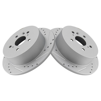 TRQ® - Performance Cross Drilled and Slotted Rear Disc Brake Rotors