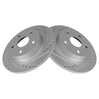 TRQ® - Performance Cross Drilled and Slotted Rear Disc Brake Rotors