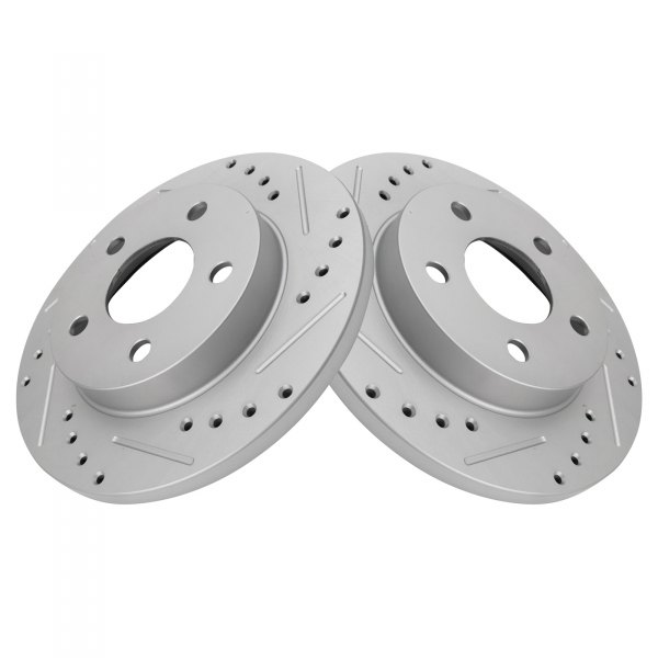 TRQ® - Performance Cross Drilled and Slotted Rear Driver and Passenger Side Disc Brake Rotors
