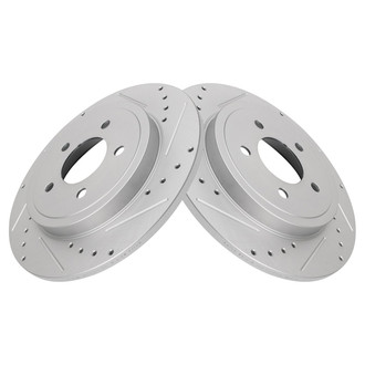 TRQ® - Performance Cross Drilled and Slotted Rear Disc Brake Rotors