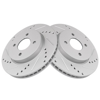 TRQ® - Performance Cross Drilled and Slotted Front Disc Brake Rotors