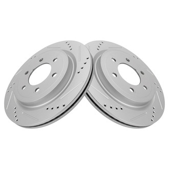 TRQ® - Performance Cross Drilled and Slotted Rear Disc Brake Rotors