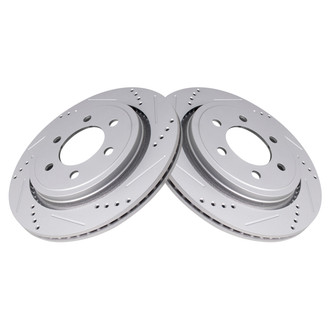 TRQ® - Performance Cross Drilled and Slotted Rear Disc Brake Rotors