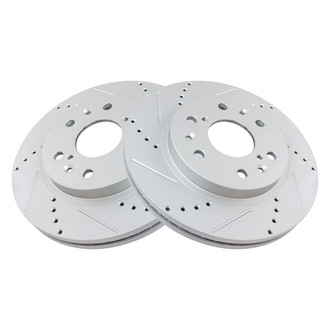 TRQ® - Performance Cross Drilled and Slotted Front Disc Brake Rotors