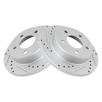 TRQ® - Performance Cross Drilled and Slotted Rear Disc Brake Rotors