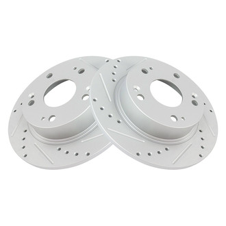 TRQ® - Performance Cross Drilled and Slotted Rear Disc Brake Rotors