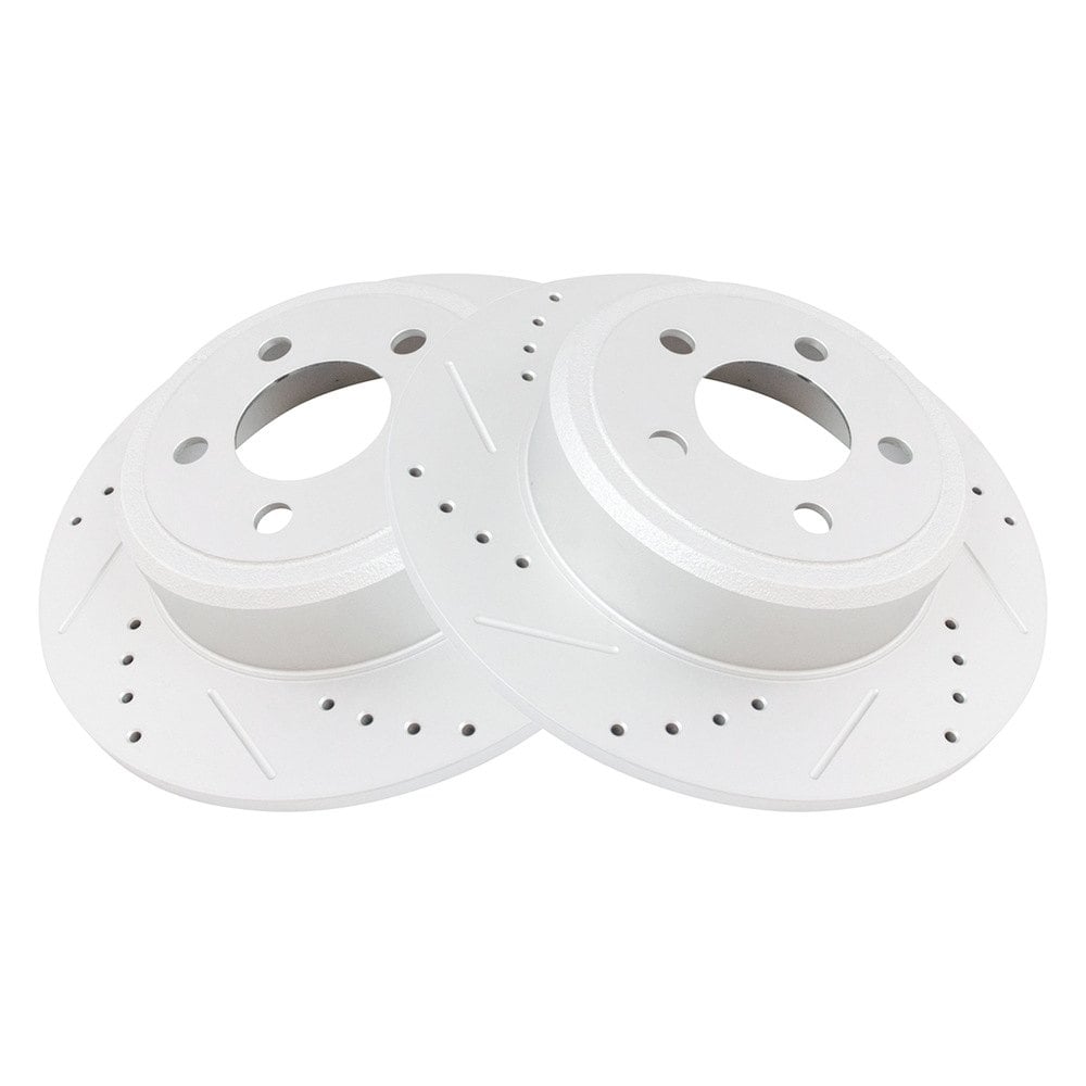 TRQ® BRA74643 - Performance Cross Drilled and Slotted Rear Disc