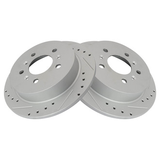 TRQ® - Performance Cross Drilled and Slotted Rear Disc Brake Rotors