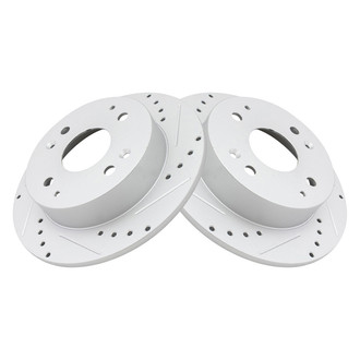 TRQ® - Performance Cross Drilled and Slotted Rear Disc Brake Rotors