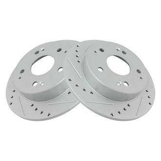 TRQ® - Performance Cross Drilled and Slotted Rear Disc Brake Rotors