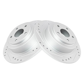 TRQ® - Performance Cross Drilled and Slotted Rear Disc Brake Rotors
