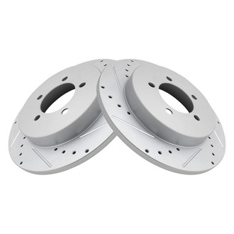 TRQ® - Performance Cross Drilled and Slotted Rear Disc Brake Rotors