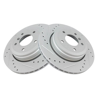 TRQ® - Performance Cross Drilled and Slotted Rear Disc Brake Rotors