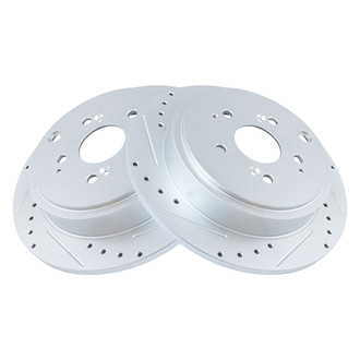 TRQ® - Performance Cross Drilled and Slotted Rear Disc Brake Rotors
