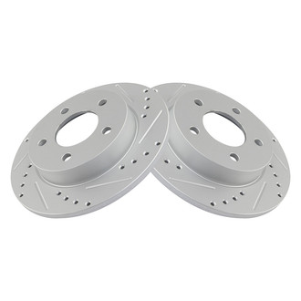 TRQ® - Performance Cross Drilled and Slotted Rear Disc Brake Rotors