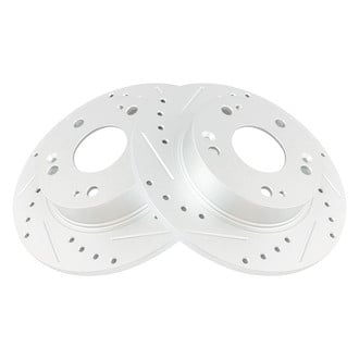 TRQ® - Performance Cross Drilled and Slotted Rear Disc Brake Rotors