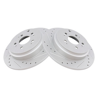 TRQ® - Performance Cross Drilled and Slotted Rear Disc Brake Rotors