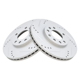 TRQ® BRA74736 - Performance Cross Drilled and Slotted Front Disc Brake Rotors
