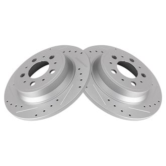TRQ® - Performance Cross Drilled and Slotted Rear Disc Brake Rotors