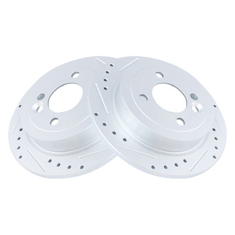 TRQ® - Performance Cross Drilled and Slotted Rear Disc Brake Rotors