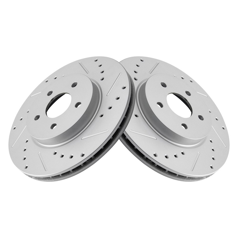 TRQ® BRA74747 - Performance Cross Drilled and Slotted Front Disc