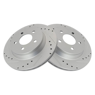 TRQ® - Performance Cross Drilled and Slotted Rear Disc Brake Rotors