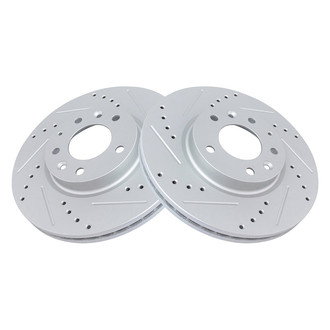 TRQ® - Performance Cross Drilled and Slotted Front Disc Brake Rotors