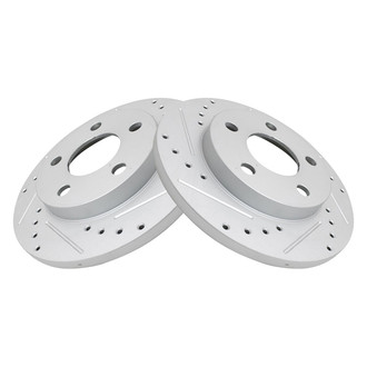 TRQ® - Performance Cross Drilled and Slotted Rear Disc Brake Rotors