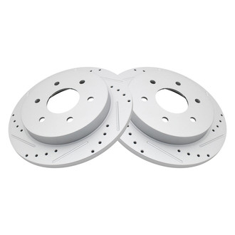 TRQ® - Performance Cross Drilled and Slotted Rear Disc Brake Rotors
