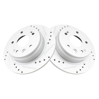 TRQ® - Performance Cross Drilled and Slotted Rear Disc Brake Rotors