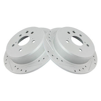 TRQ® - Performance Cross Drilled and Slotted Rear Disc Brake Rotors