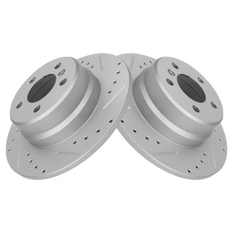 TRQ® - Performance Cross Drilled and Slotted Rear Disc Brake Rotors