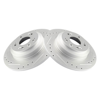 TRQ® - Performance Cross Drilled and Slotted Rear Disc Brake Rotors
