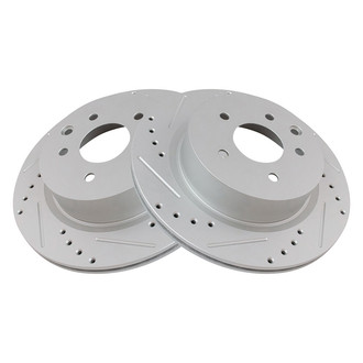 TRQ® - Performance Cross Drilled and Slotted Rear Disc Brake Rotors