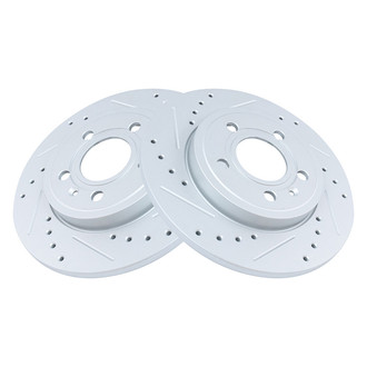 TRQ® - Performance Cross Drilled and Slotted Rear Disc Brake Rotors