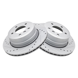 TRQ® - Performance Cross Drilled and Slotted Rear Disc Brake Rotors