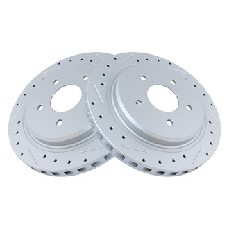 TRQ® - Performance Cross Drilled and Slotted Rear Disc Brake Rotors