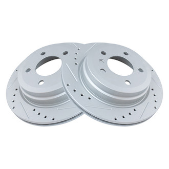 TRQ® - Performance Cross Drilled and Slotted Rear Disc Brake Rotors