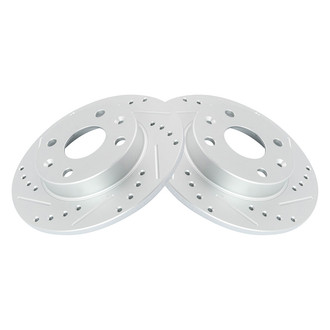 TRQ® - Performance Cross Drilled and Slotted Rear Disc Brake Rotors