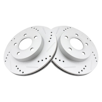 TRQ® - Performance Cross Drilled and Slotted Rear Disc Brake Rotors