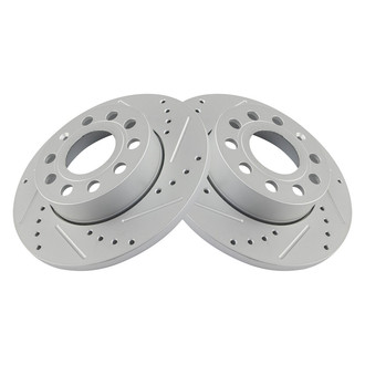 TRQ® - Performance Cross Drilled and Slotted Rear Disc Brake Rotors