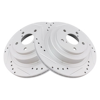 TRQ® - Performance Cross Drilled and Slotted Rear Disc Brake Rotors