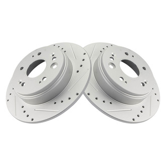 TRQ® - Performance Cross Drilled and Slotted Rear Disc Brake Rotors
