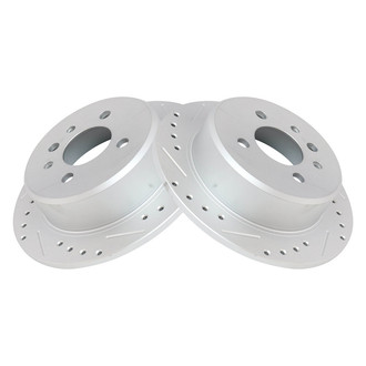 TRQ® - Performance Cross Drilled and Slotted Rear Disc Brake Rotors