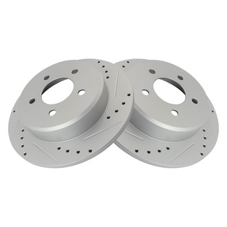 TRQ® - Performance Cross Drilled and Slotted Rear Disc Brake Rotors