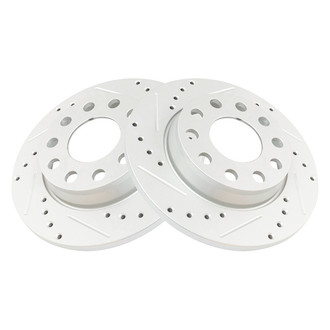 TRQ® - Performance Cross Drilled and Slotted Rear Disc Brake Rotors