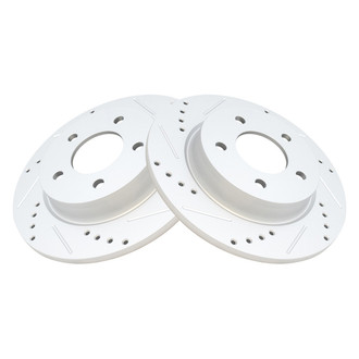 TRQ® - Performance Cross Drilled and Slotted Rear Disc Brake Rotors