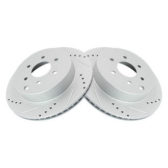 TRQ® - Performance Cross Drilled and Slotted Rear Disc Brake Rotors