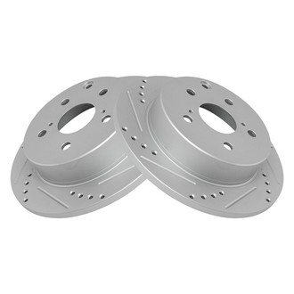 TRQ® - Performance Cross Drilled and Slotted Rear Disc Brake Rotors