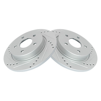 TRQ® - Performance Cross Drilled and Slotted Rear Disc Brake Rotors